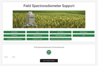 Product support information for field spectroradiometers.