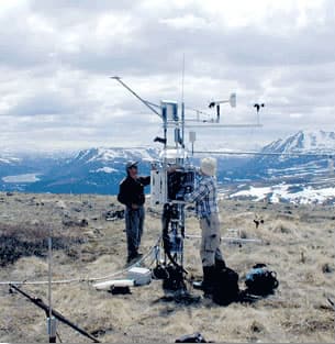 Infrared radiometer measures ground surface temperature to measure snow runoff
